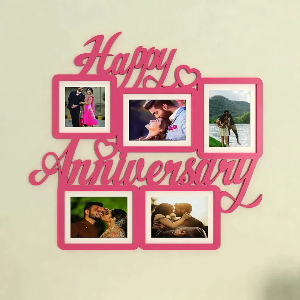 Happy Anniversary Pink Hanging Photo Frame Regular