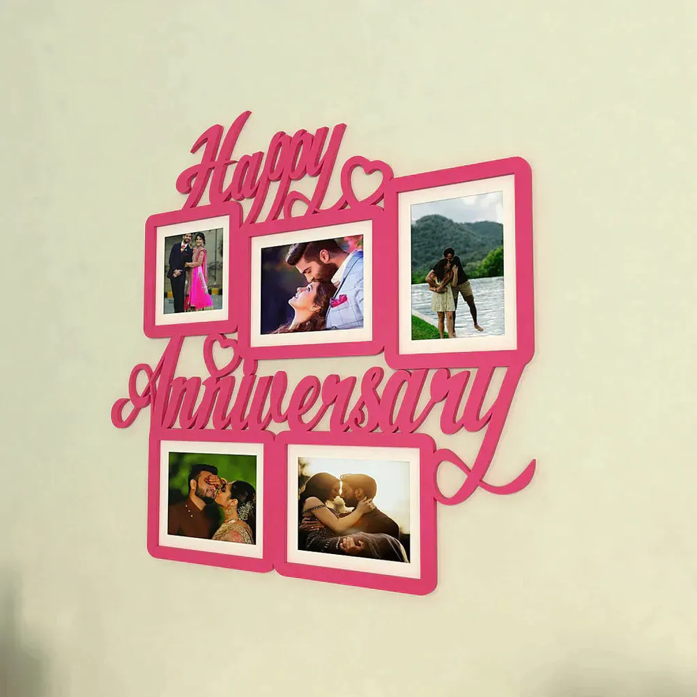 Happy Anniversary Pink Hanging Photo Frame Regular