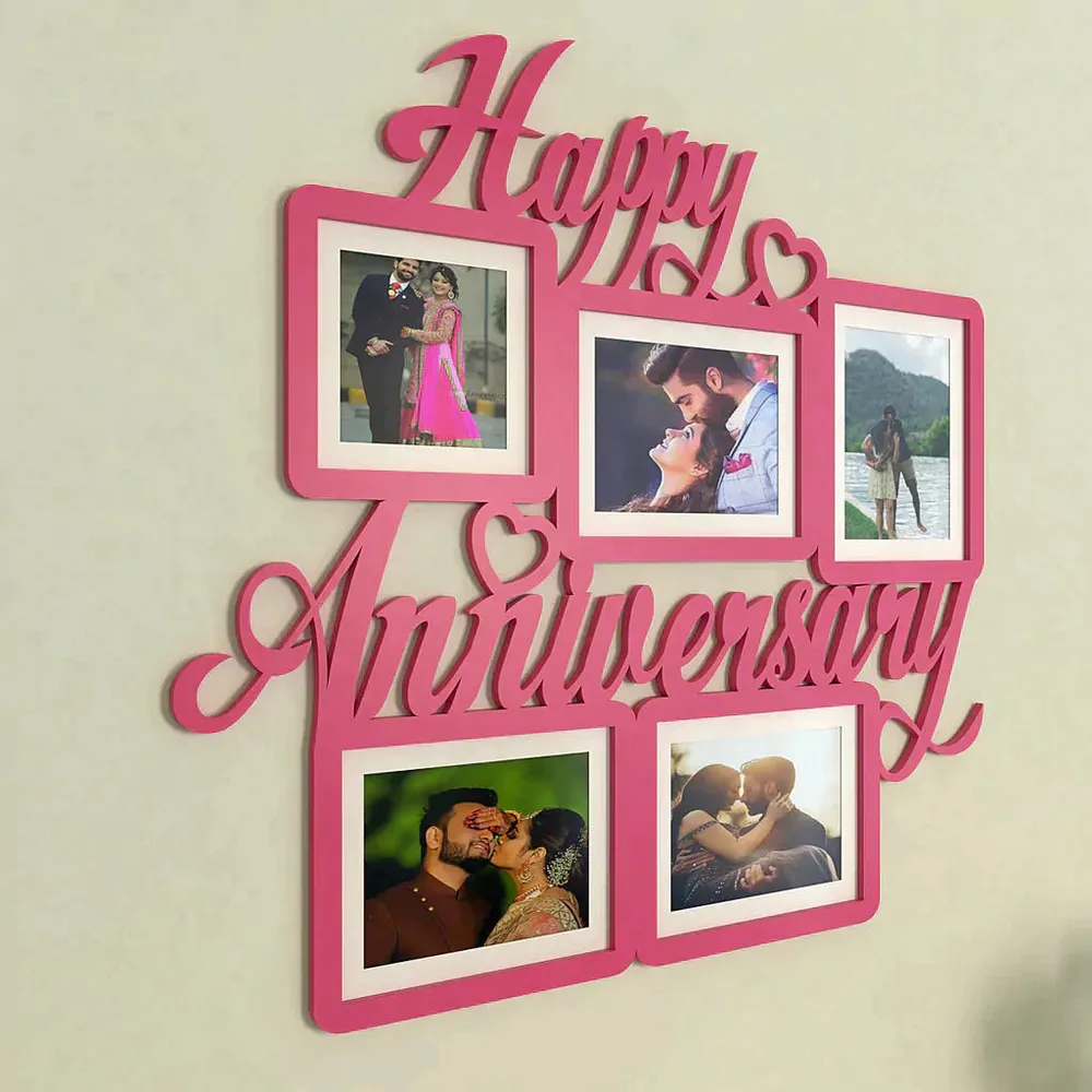 Happy Anniversary Pink Hanging Photo Frame Regular