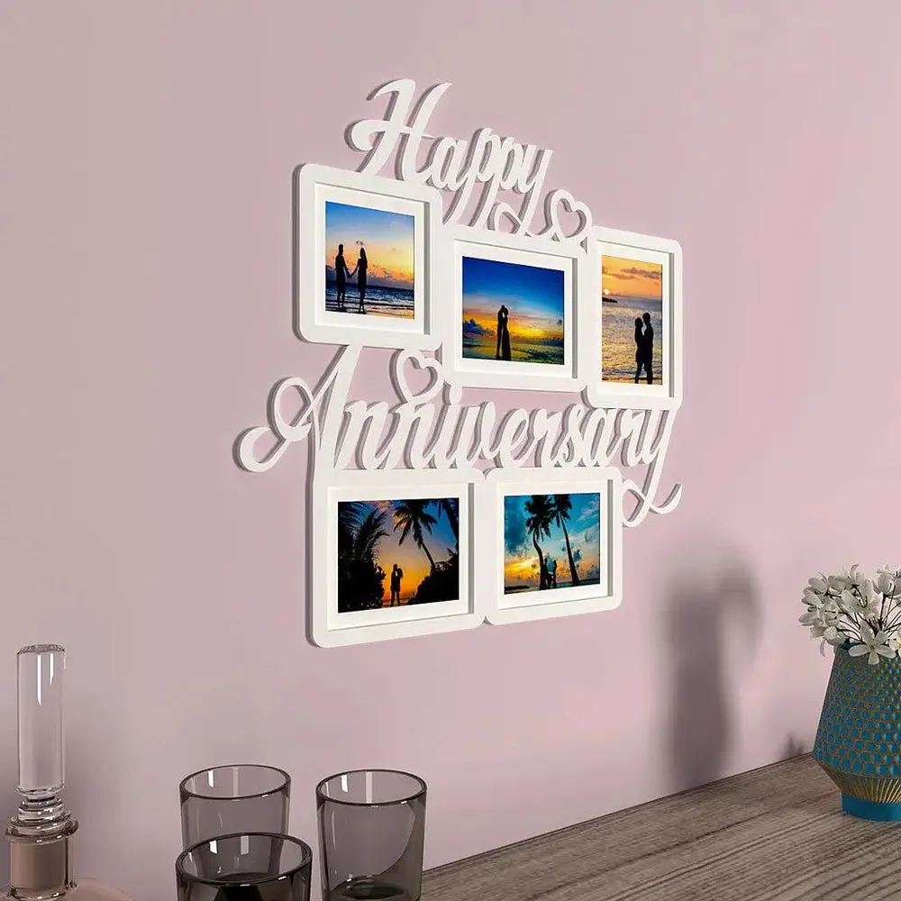 Happy Anniversary White Hanging Photo Frame Regular