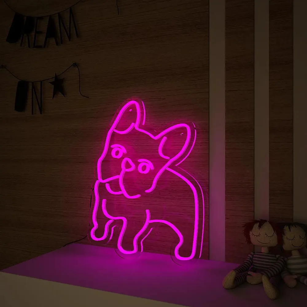 Happy Pug Dog LED Neon Light (Available in multiple colors) Yellow
