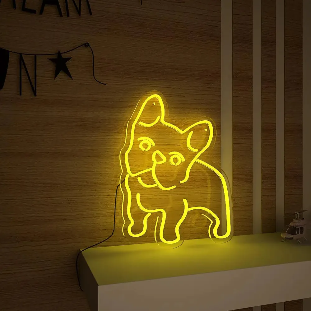 Happy Pug Dog LED Neon Light (Available in multiple colors) Yellow