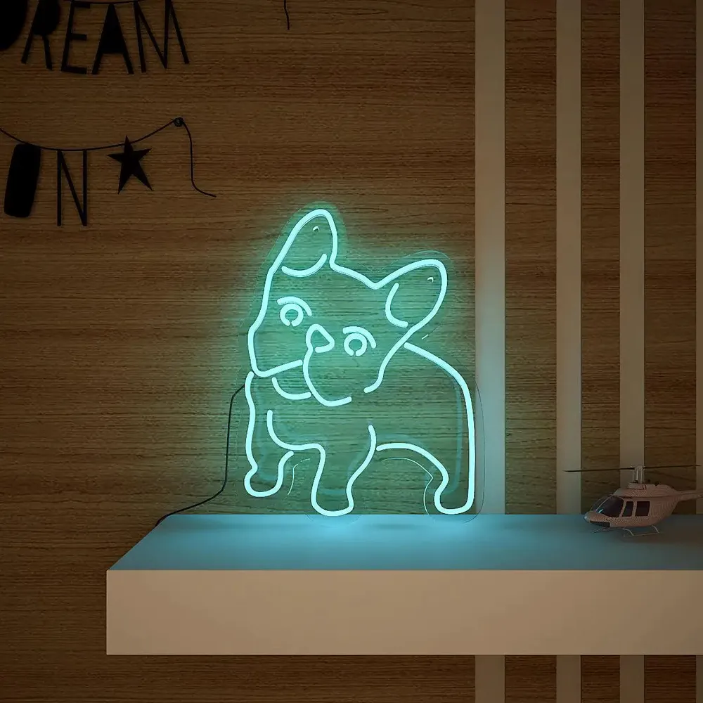 Happy Pug Dog LED Neon Light (Available in multiple colors) Yellow