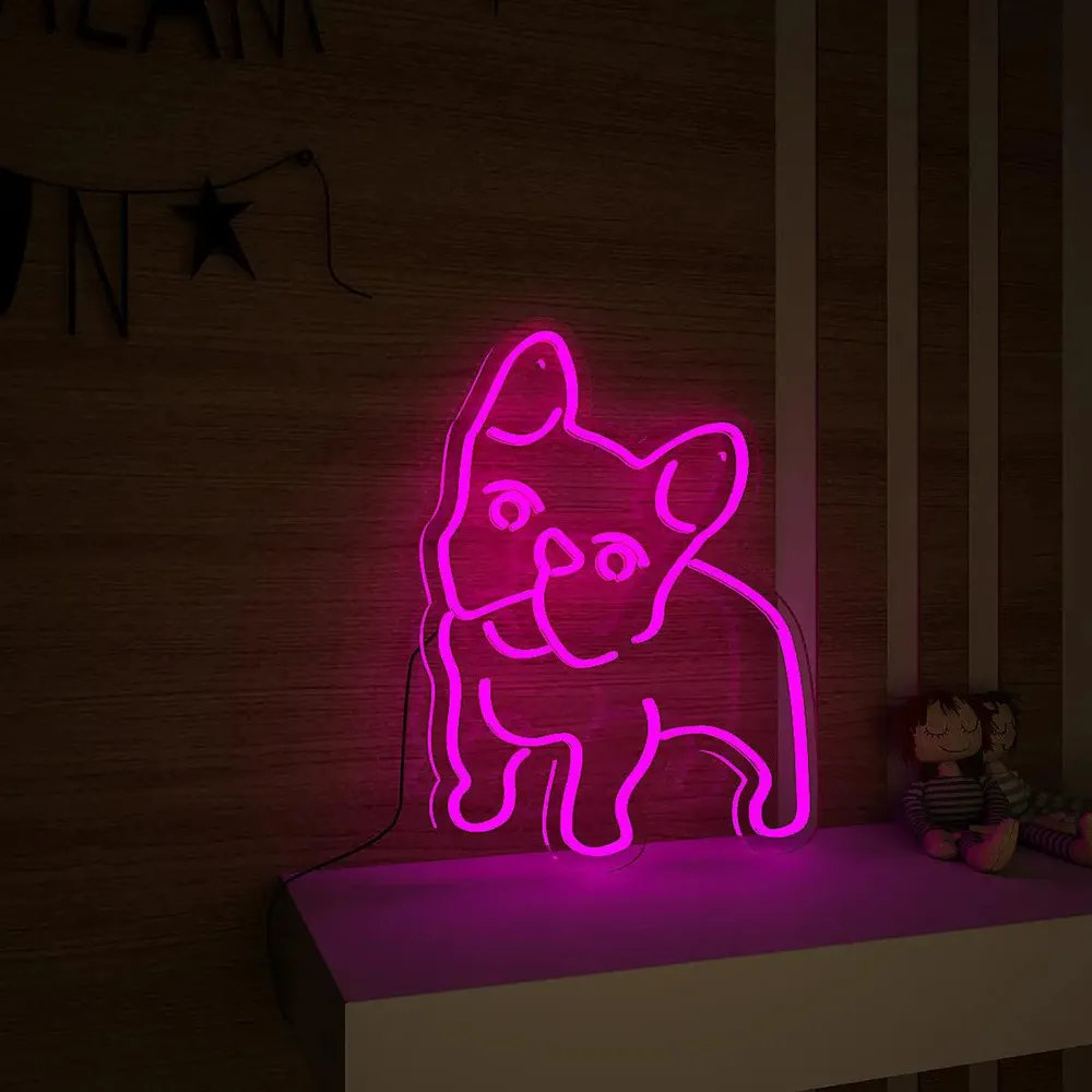 Happy Pug Dog LED Neon Light (Available in multiple colors) Yellow
