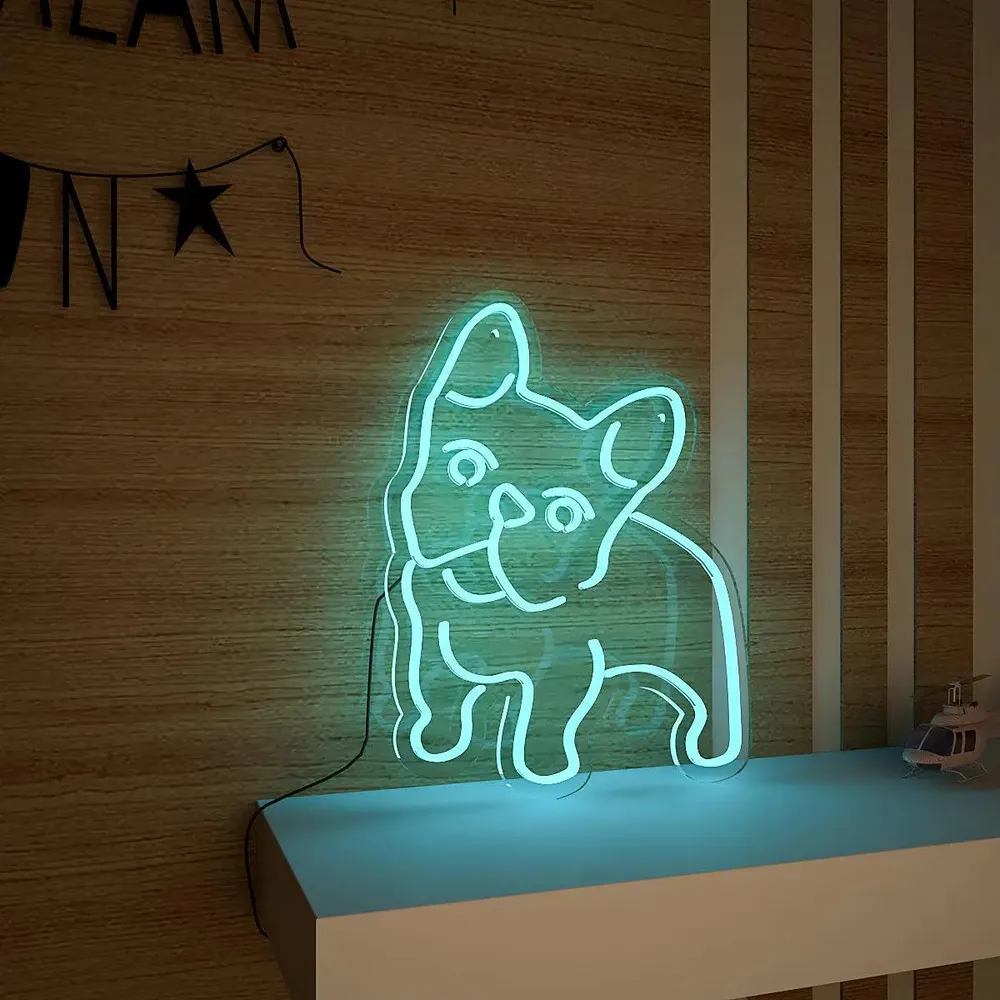 Happy Pug Dog LED Neon Light (Available in multiple colors) Yellow