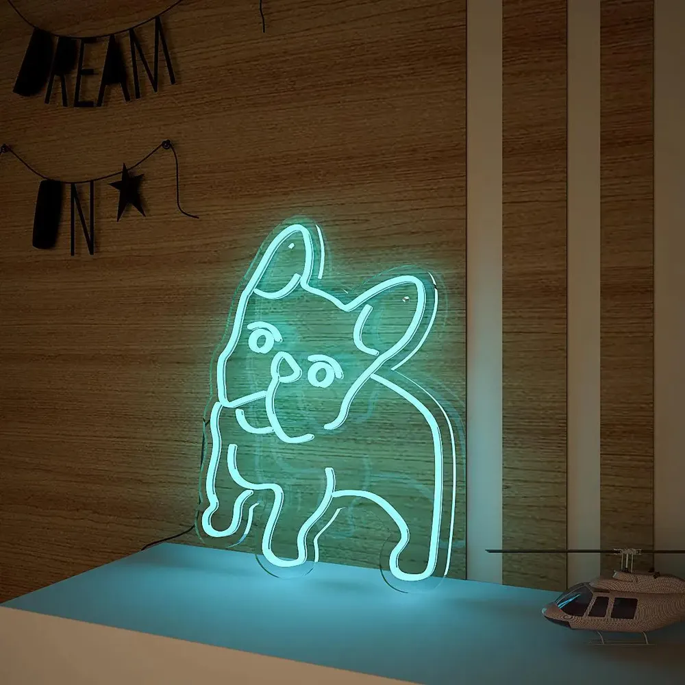 Happy Pug Dog LED Neon Light (Available in multiple colors) Yellow