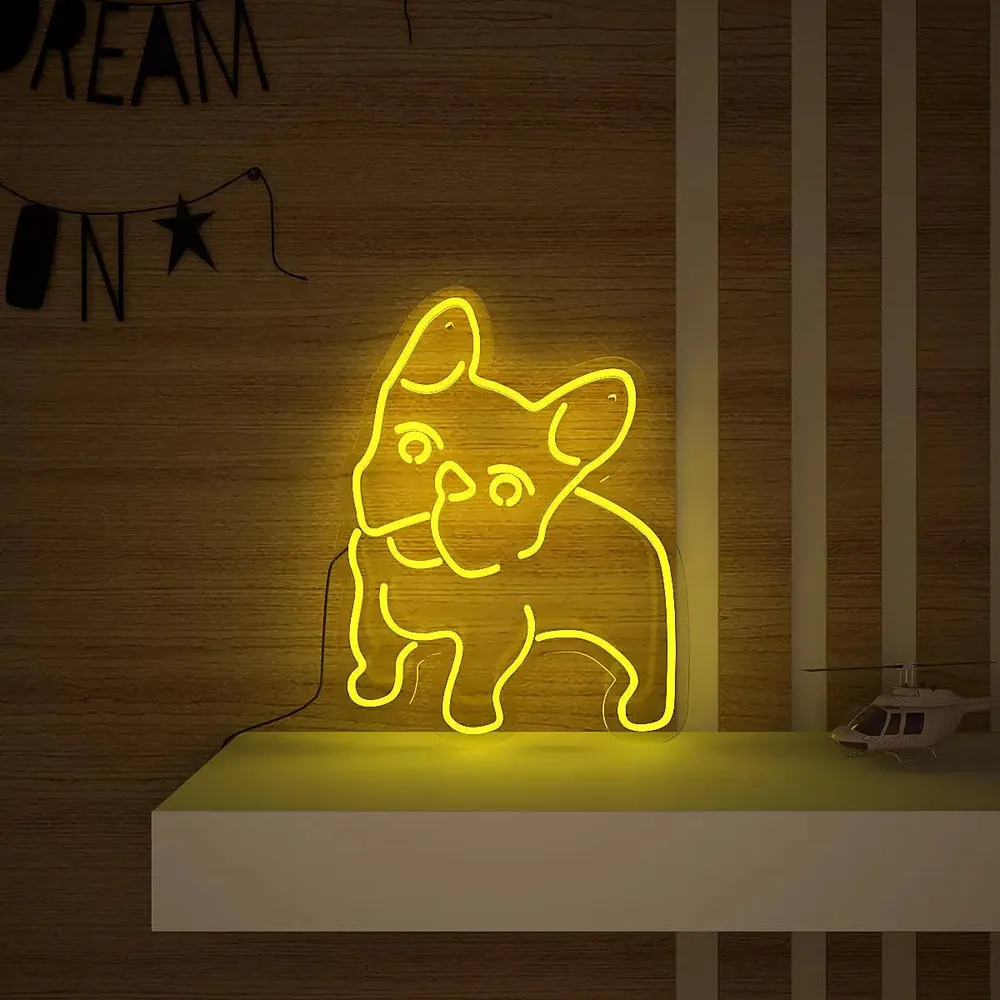 Happy Pug Dog LED Neon Light (Available in multiple colors) Yellow