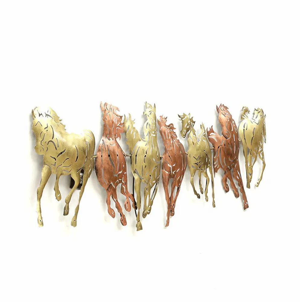 Harbinger Of Luck 7 Horses Metal Wall Art With LED