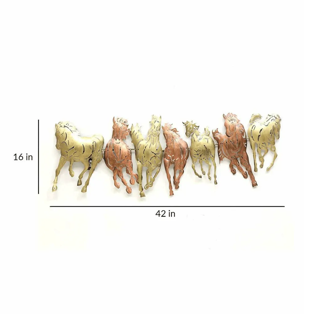 Harbinger Of Luck 7 Horses Metal Wall Art With LED