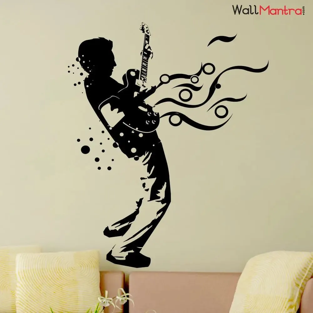 Hardcore Guitarist Large Music Wall Sticker