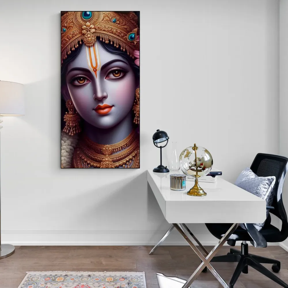 Harmony of Blue Krishna Canvas Wall Painting With Frame