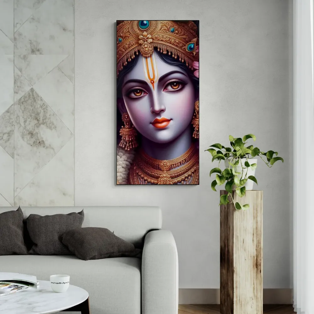 Harmony of Blue Krishna Canvas Wall Painting With Frame