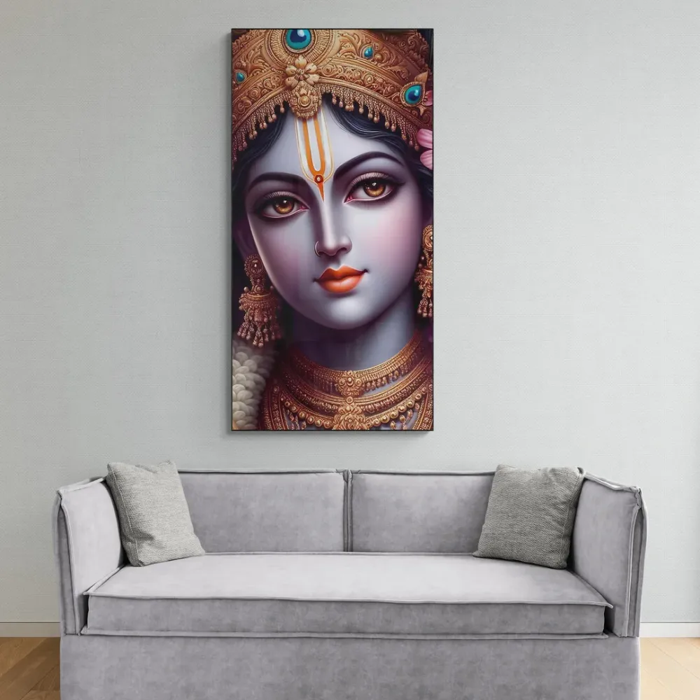 Harmony of Blue Krishna Canvas Wall Painting With Frame