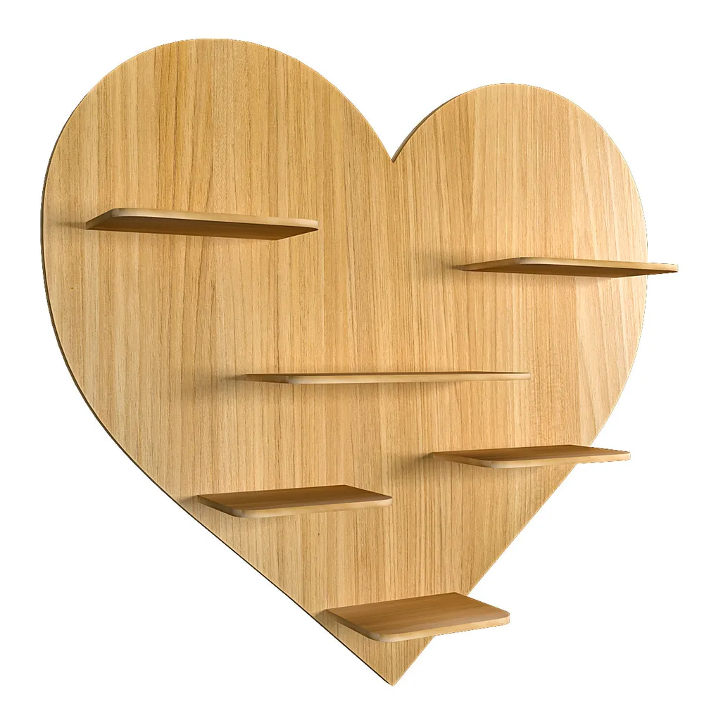 Heart Backlit Wood Wall Shelf / Book Shelf / Night Light, Light Oak Finish Regular ( 32 inches x 29 inches )