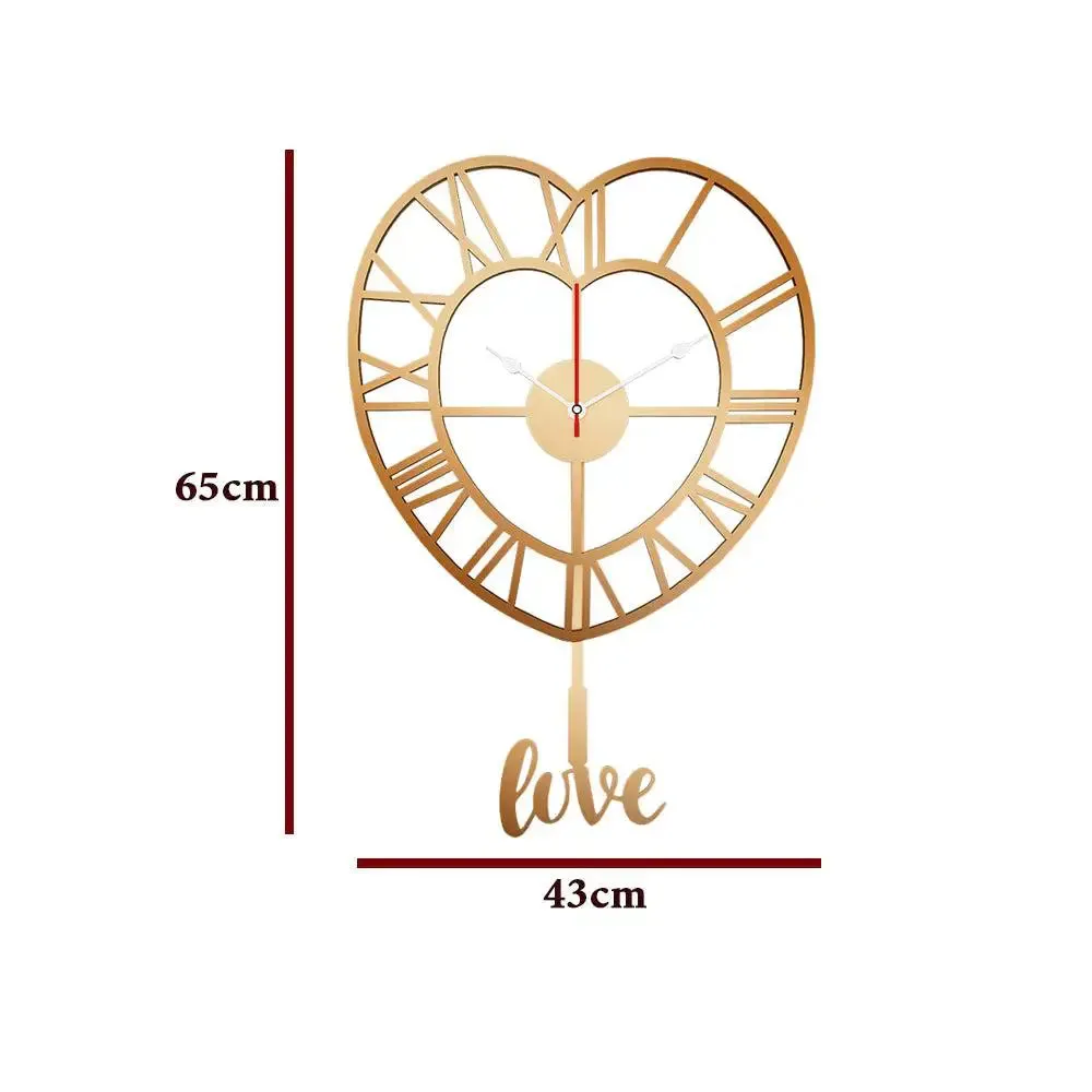 Heart Shape Big Pendulum Wall Clock