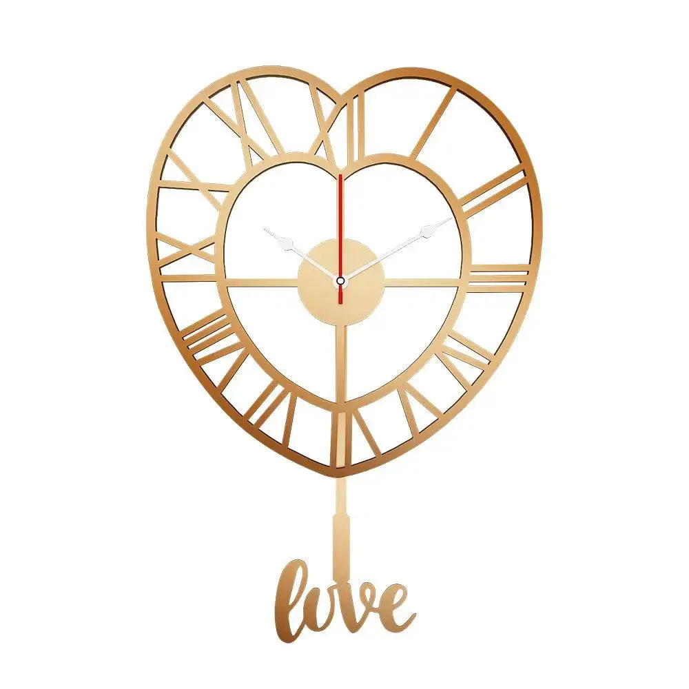 Heart Shape Big Pendulum Wall Clock
