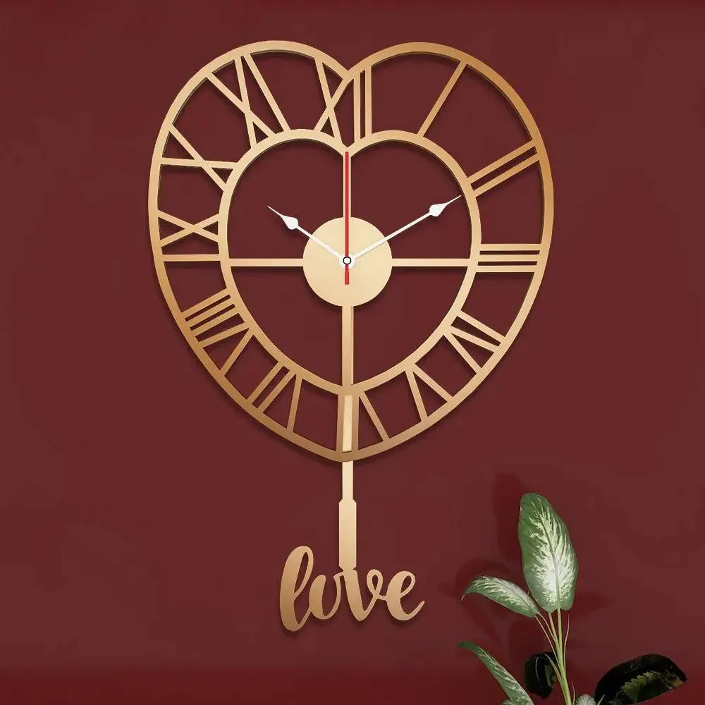 Heart Shape Big Pendulum Wall Clock