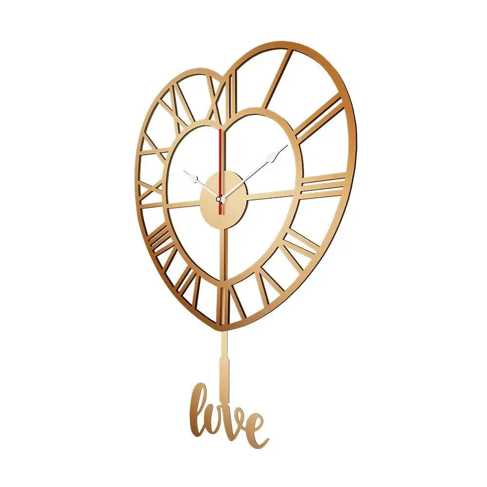 Heart Shape Big Pendulum Wall Clock