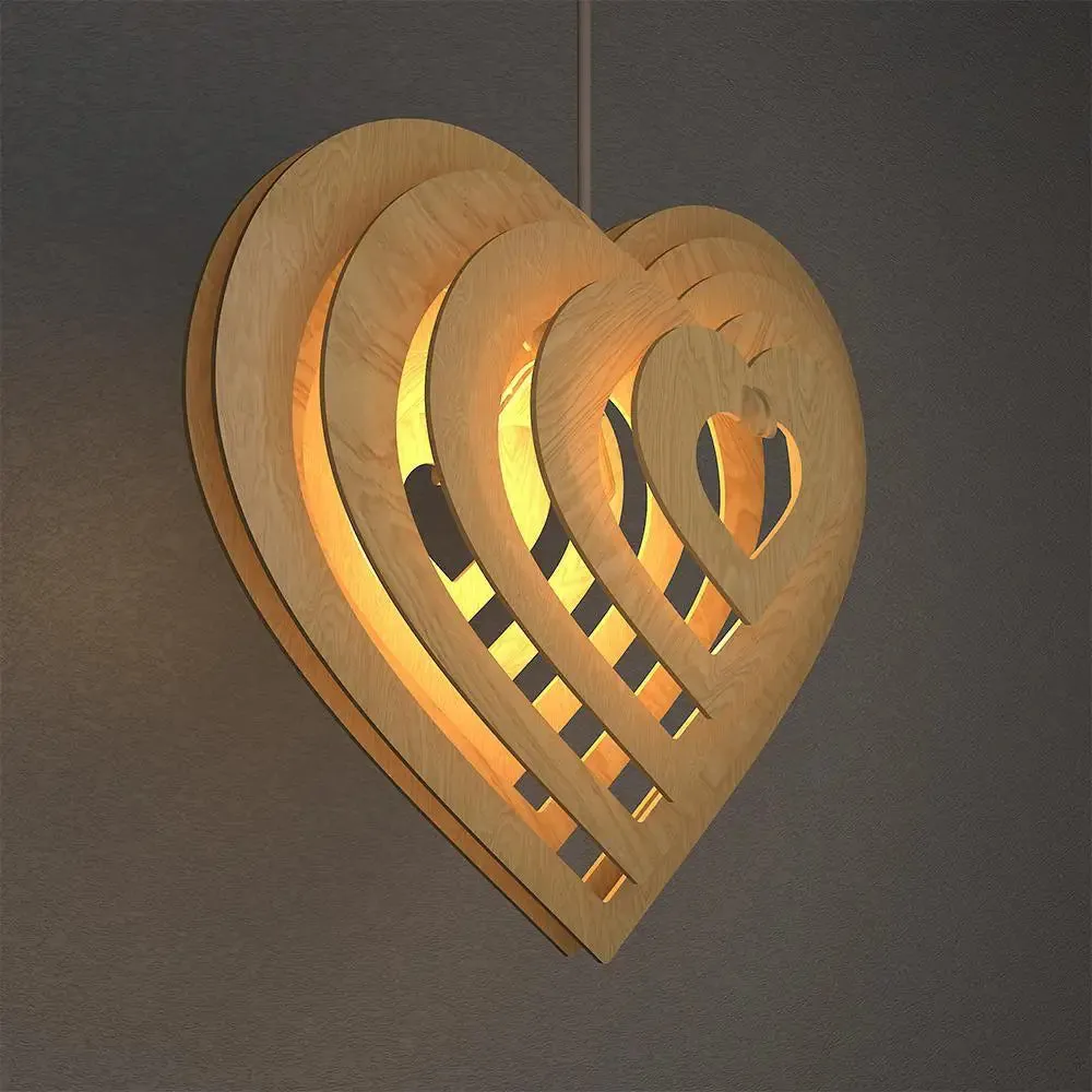 Heart Shape Wood Pendant Lamp / Pendant Light / Modern Lamp