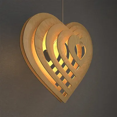 Heart Shape Wood Pendant Lamp / Pendant Light / Modern Lamp