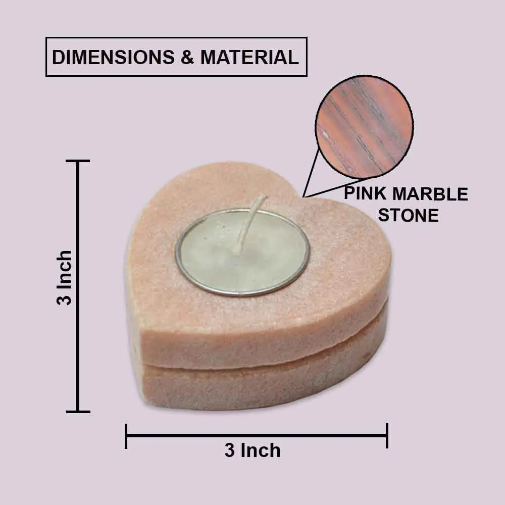 Heart-shaped Double Step Pink Marble Tealight Candle Holder