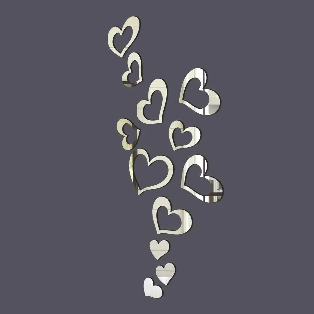 Heart-Shaped Self Adhesive Mirror Sticker for Walls