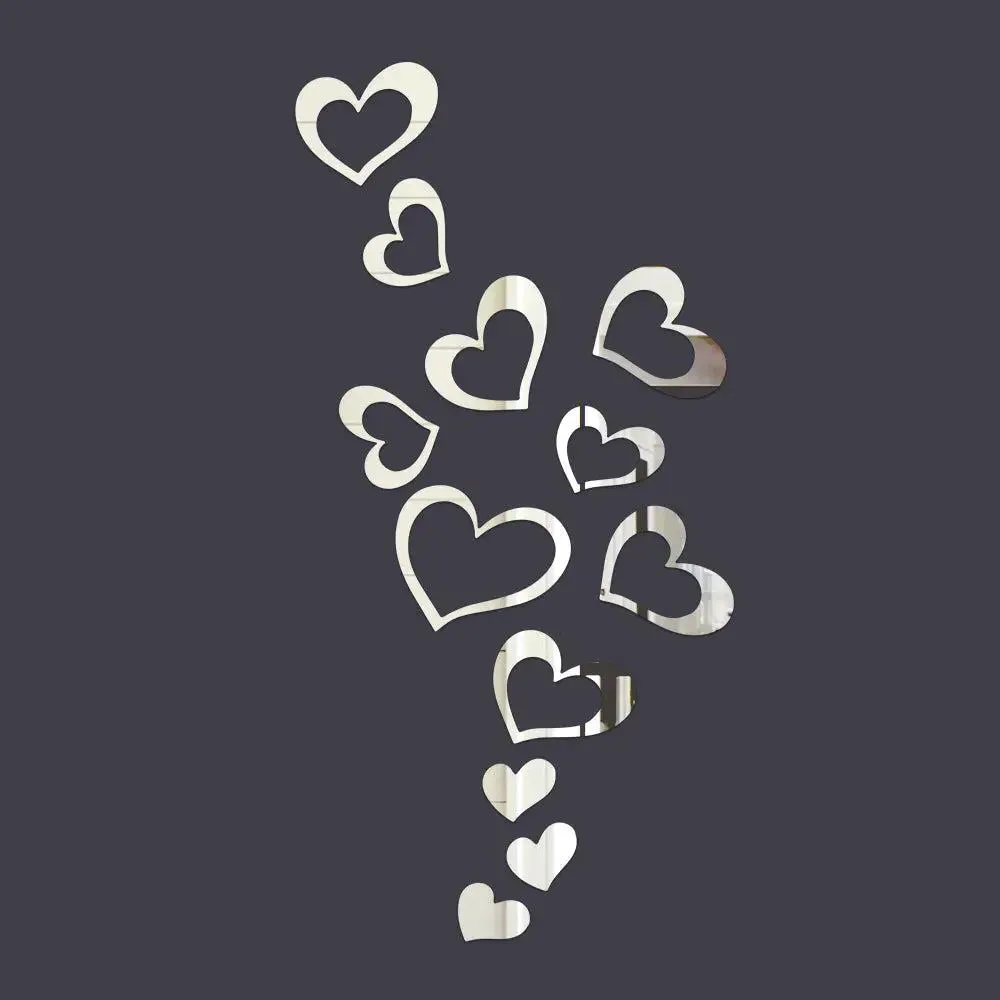 Heart-Shaped Self Adhesive Mirror Sticker for Walls