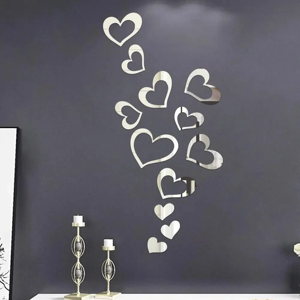 Heart-Shaped Self Adhesive Mirror Sticker for Walls