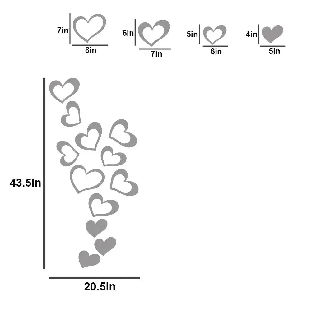 Heart-Shaped Self Adhesive Mirror Sticker for Walls