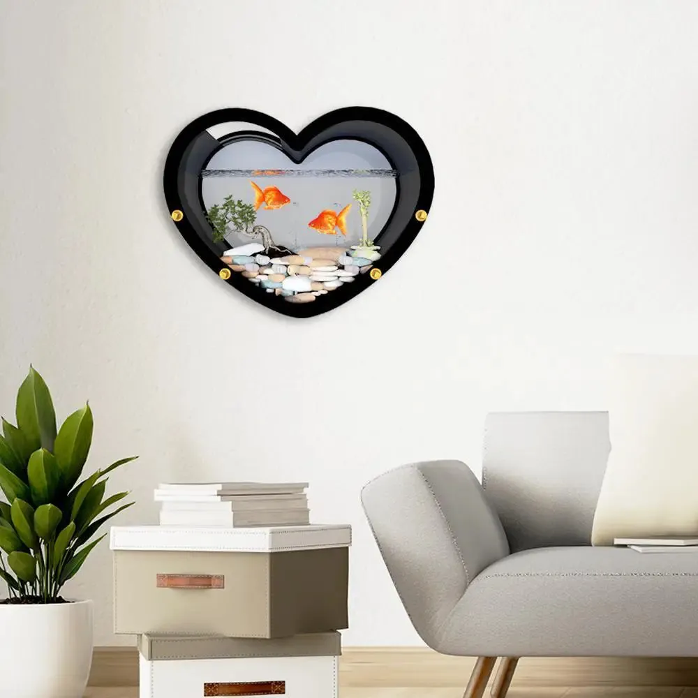 Heart Shaped Wall Aquarium / Terrarium With Air Pump