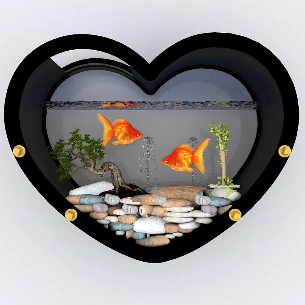 Heart Shaped Wall Aquarium / Terrarium With Air Pump