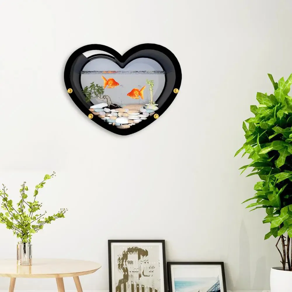 Heart Shaped Wall Aquarium / Terrarium With Air Pump