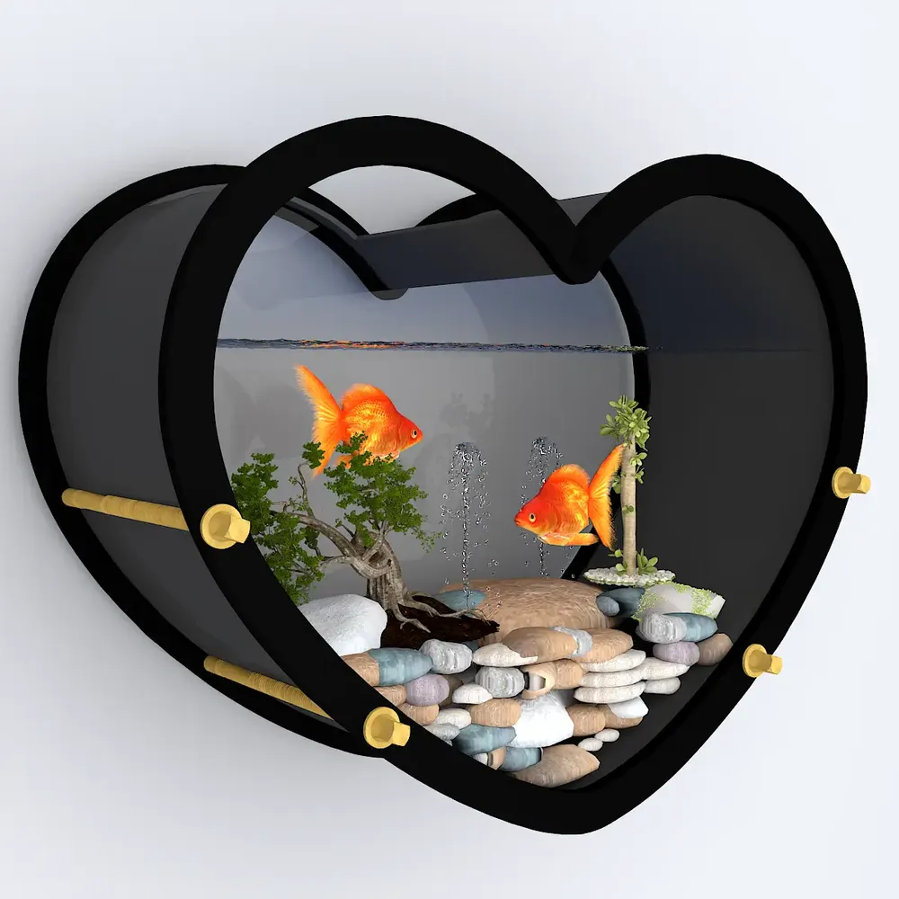 Heart Shaped Wall Aquarium / Terrarium With Air Pump