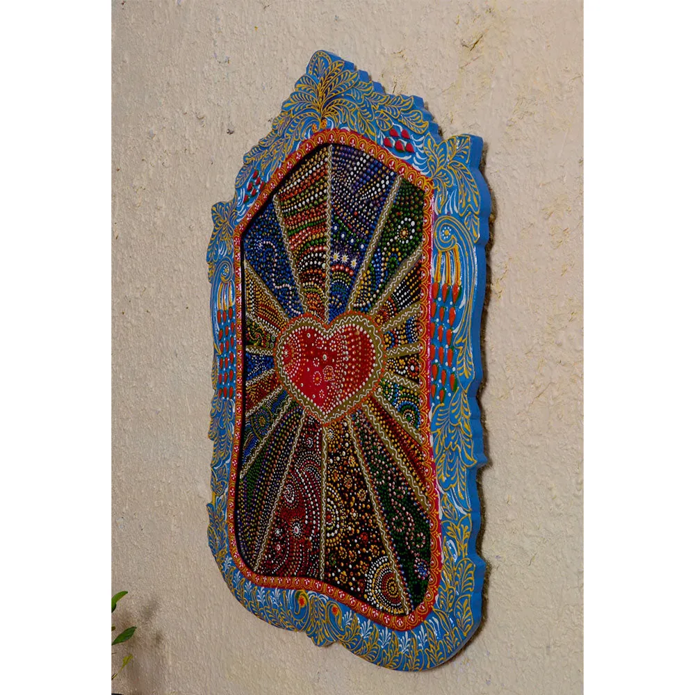 Heart Strings Traditional Art Painted Wooden Wall Panel