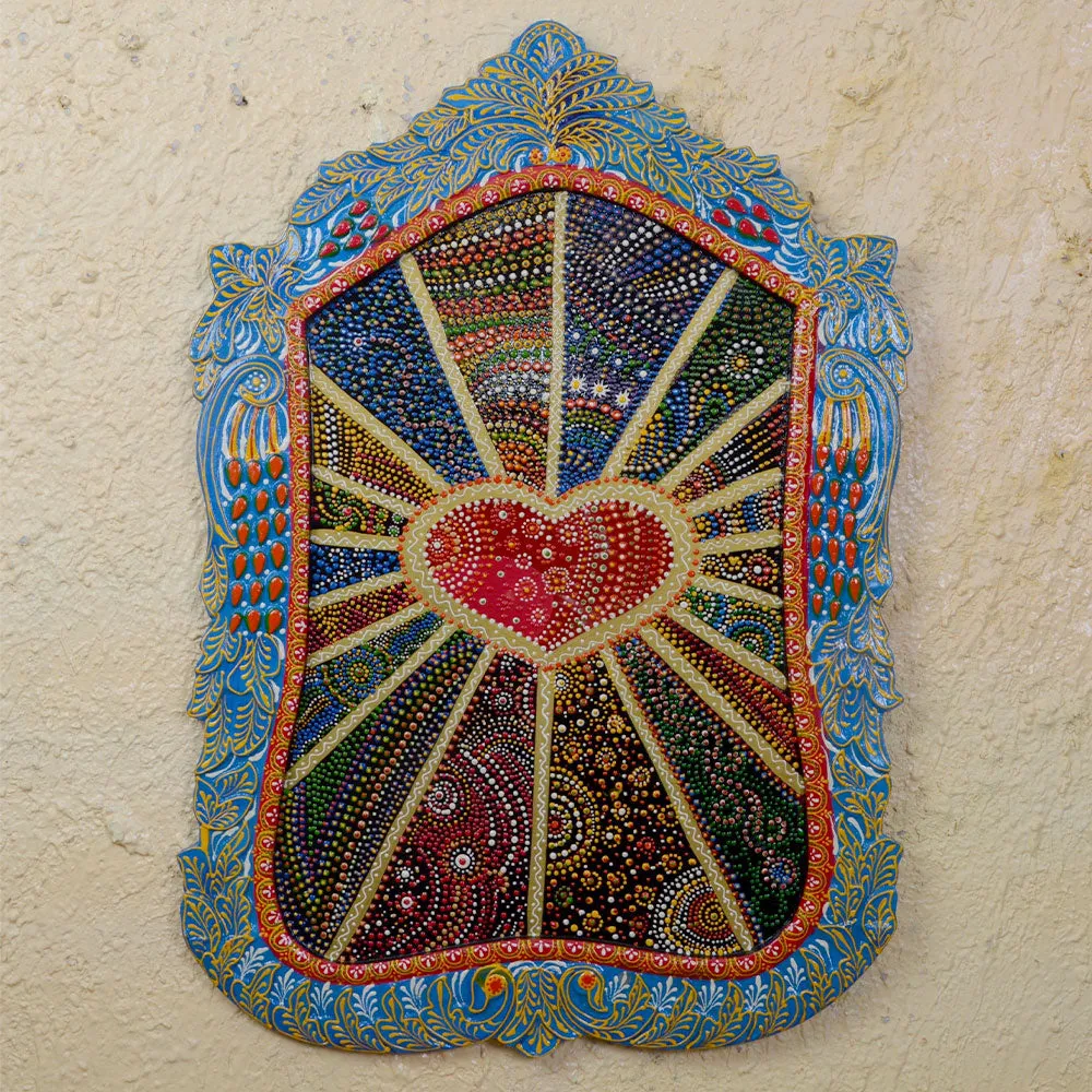 Heart Strings Traditional Art Painted Wooden Wall Panel