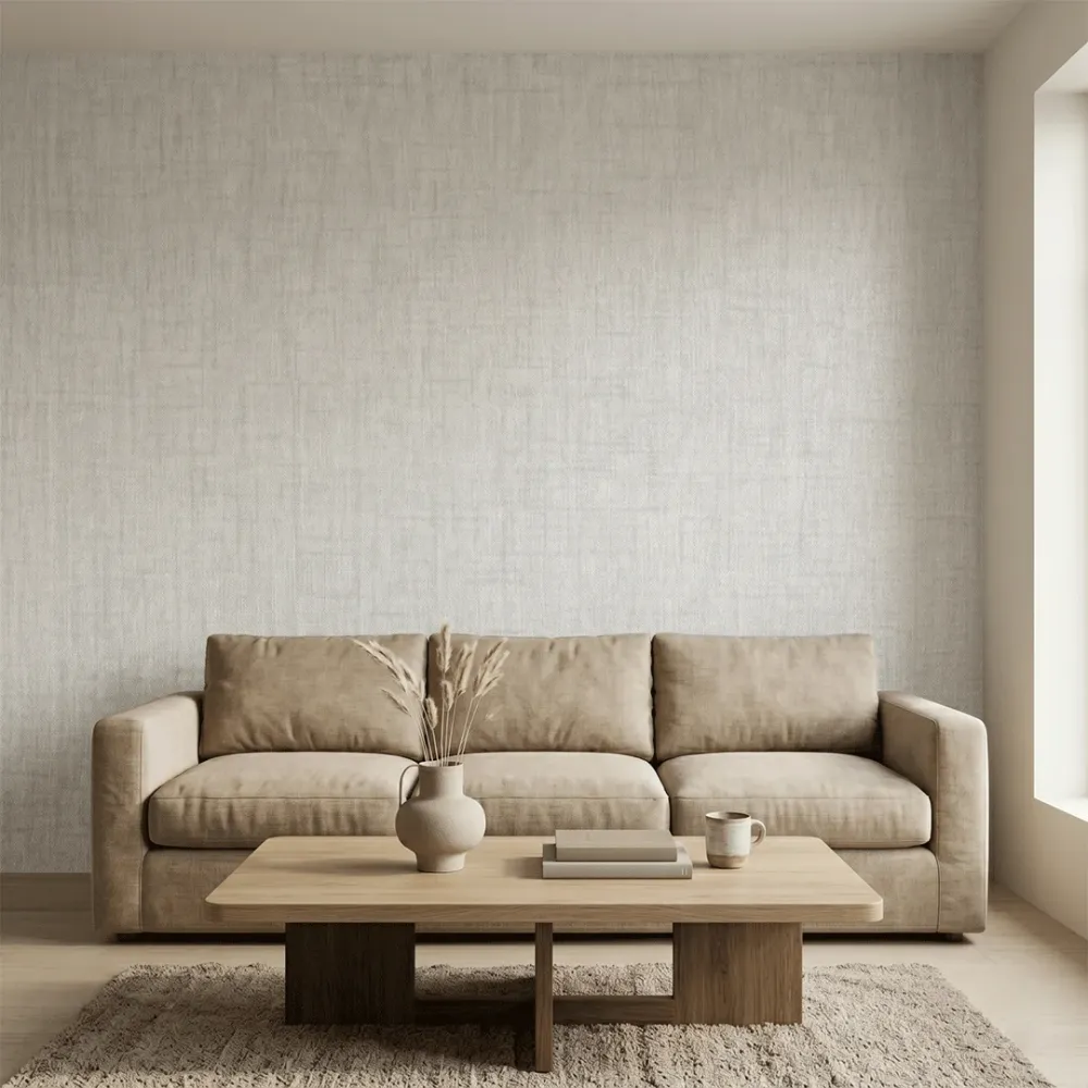 WallMantra Heathered Linen Texture Wallpaper Light Grey