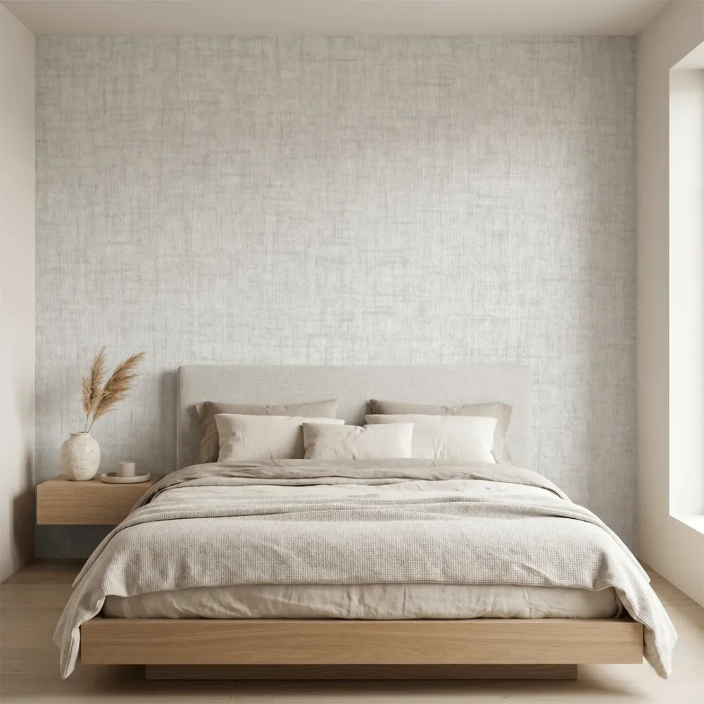 WallMantra Heathered Linen Texture Wallpaper Light Grey