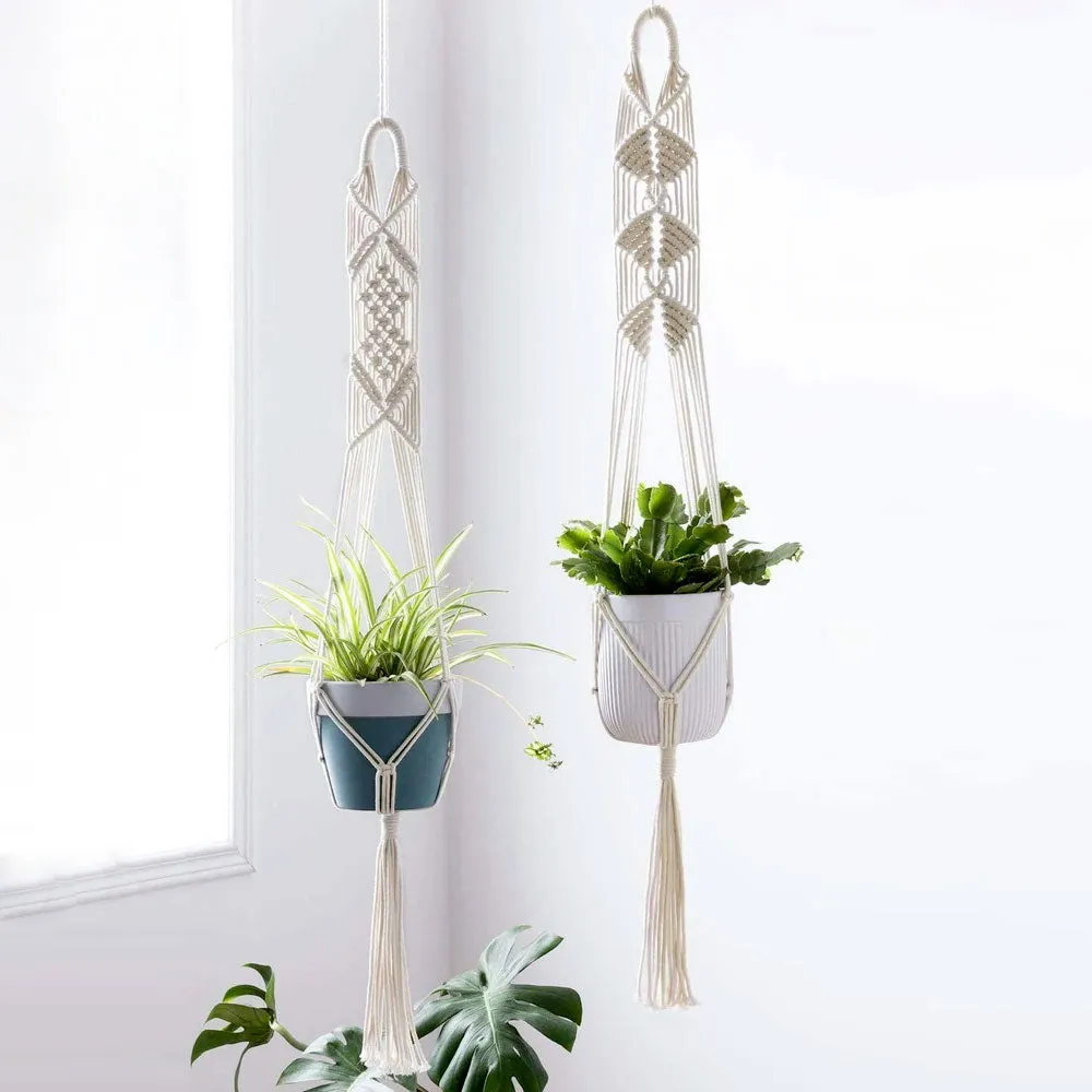Heavy Designer Cotton Boho Plant Hanger Without Pot Set Of 2