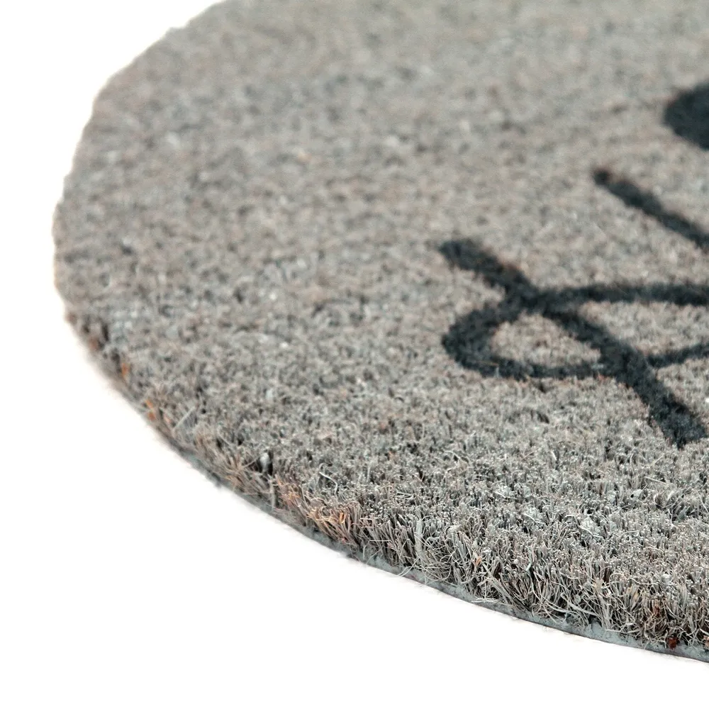 Hello Printed Grey Natural Coir Doormat