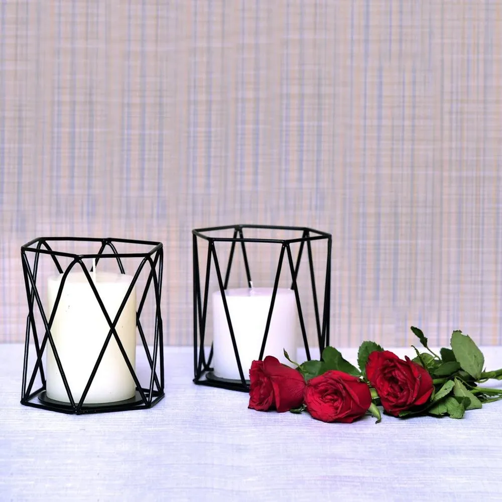Hex Candle Holder / Steel Candle Holder (Set of 2)