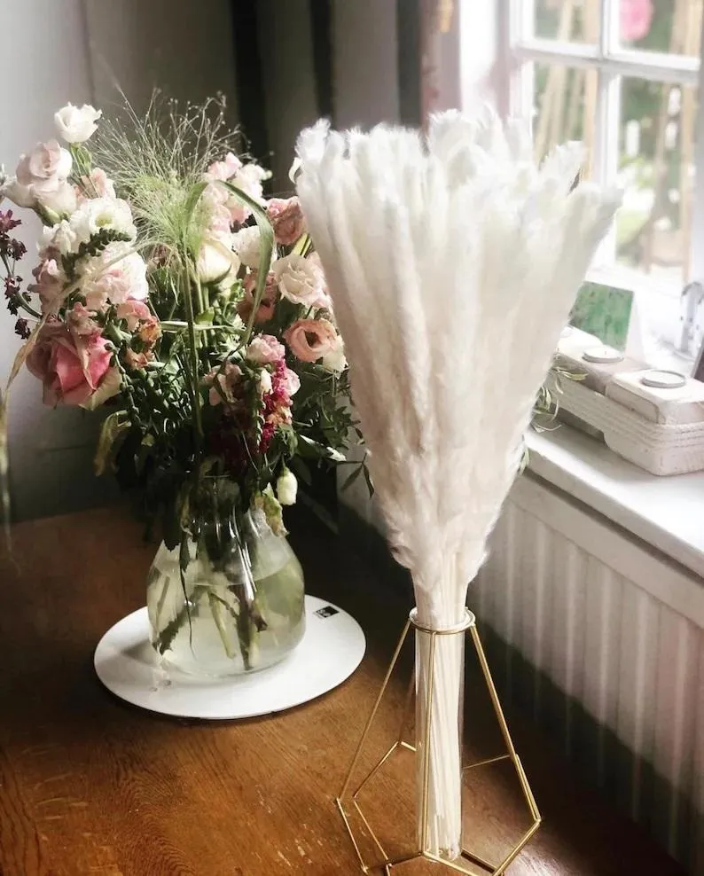 Hex Metal Wire Glass Tube Vase-Golden