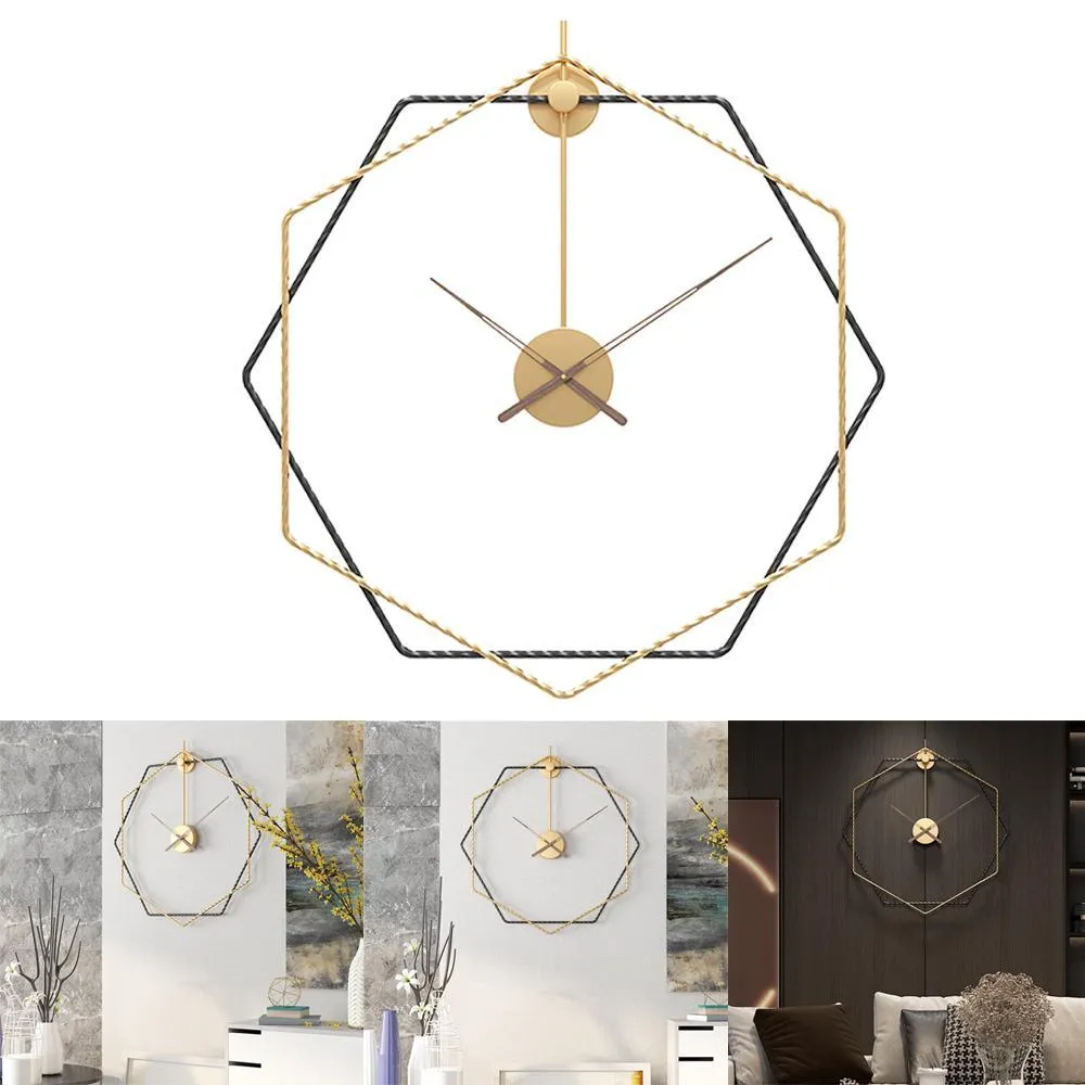 Hexagon Chic Golden Metal Wall Clock
