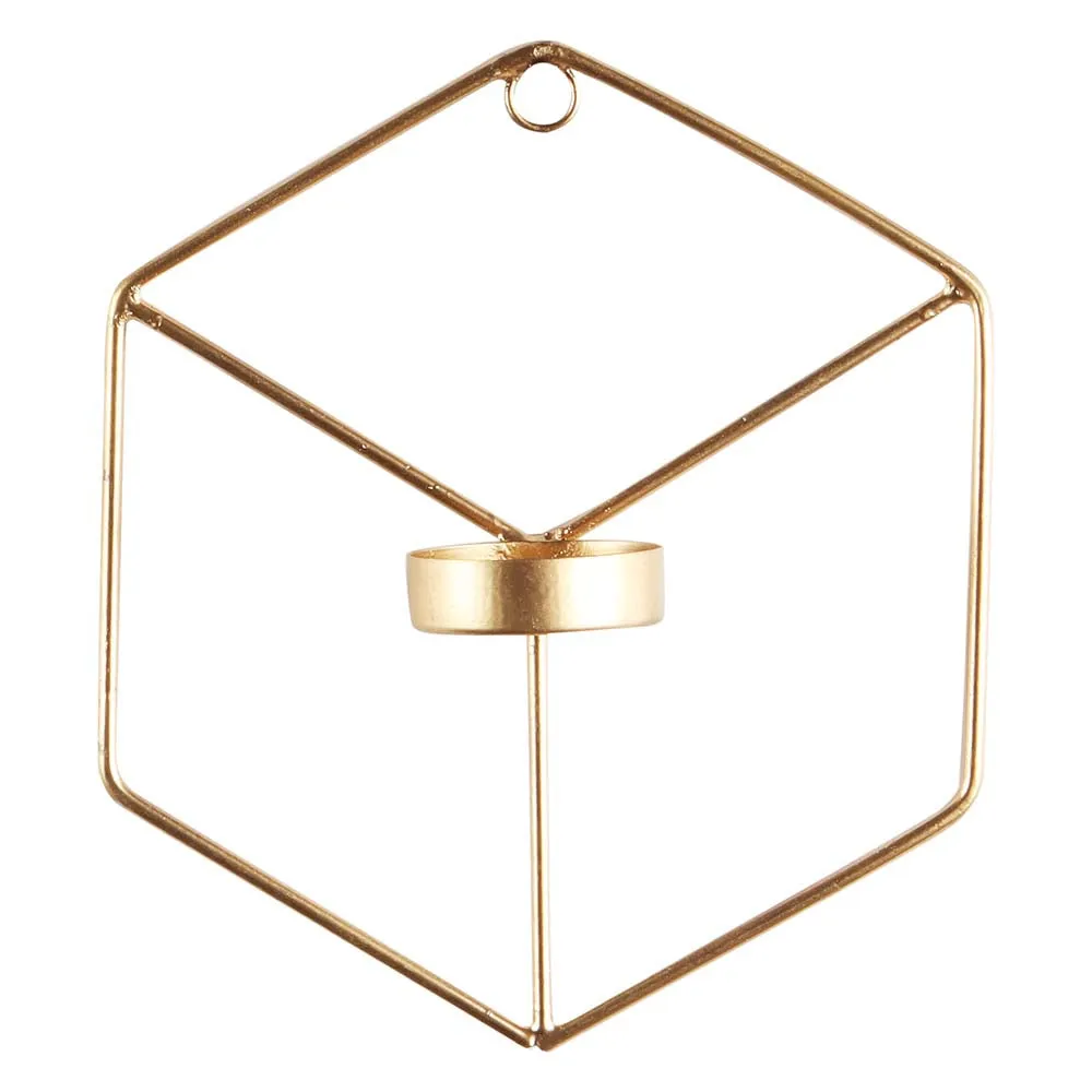 Hexagon Golden Wall Tea Light Candle Holders Set of 2