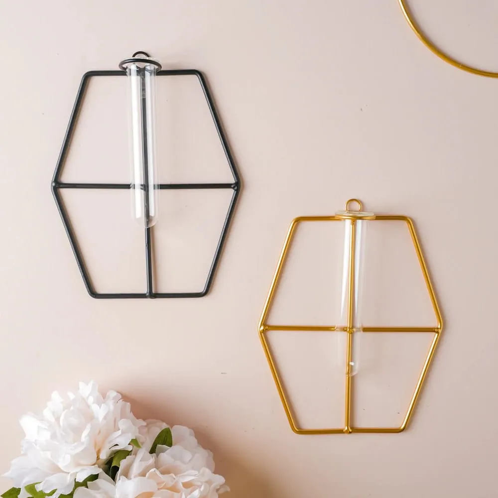 Hexagon Hanging Glass Planter Set Of 2