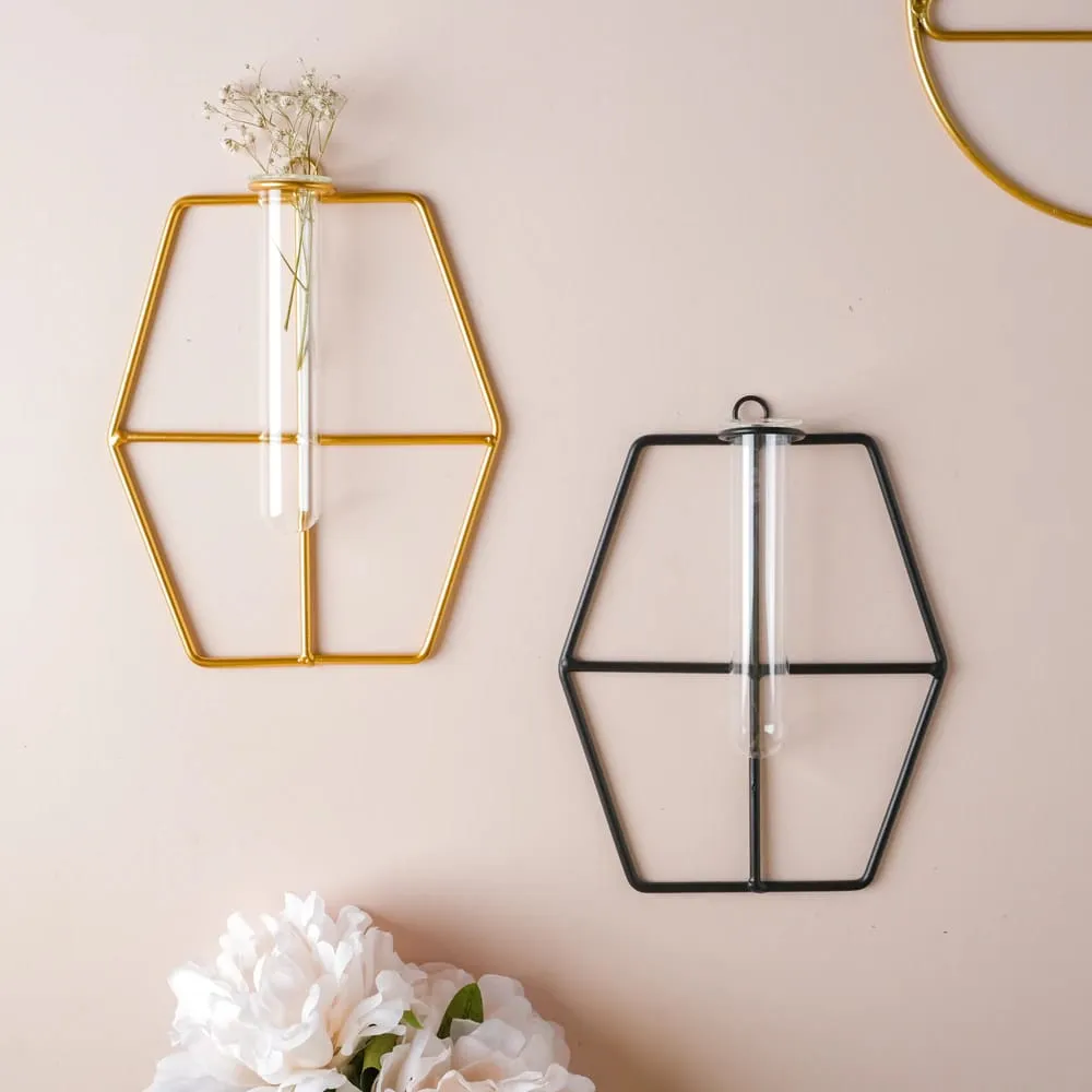 Hexagon Hanging Glass Planter Set Of 2