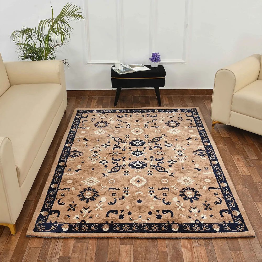 High-quality Blue and Beige Traditional Print Polyester Carpet for Living Room 2X5