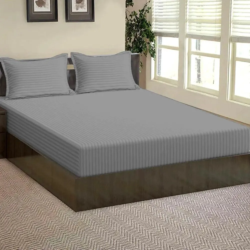 High-Quality Cotton Single Bed Fitted Bedsheet With 2 Pillow Covers(Available in Multiple Colours) Dark Blue