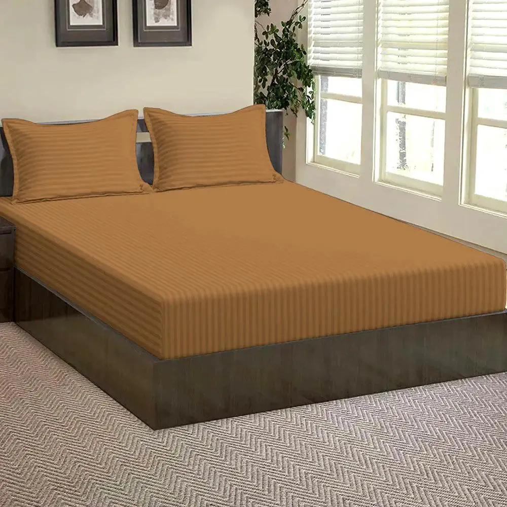 High-Quality Cotton Single Bed Fitted Bedsheet With 2 Pillow Covers(Available in Multiple Colours) Dark Blue