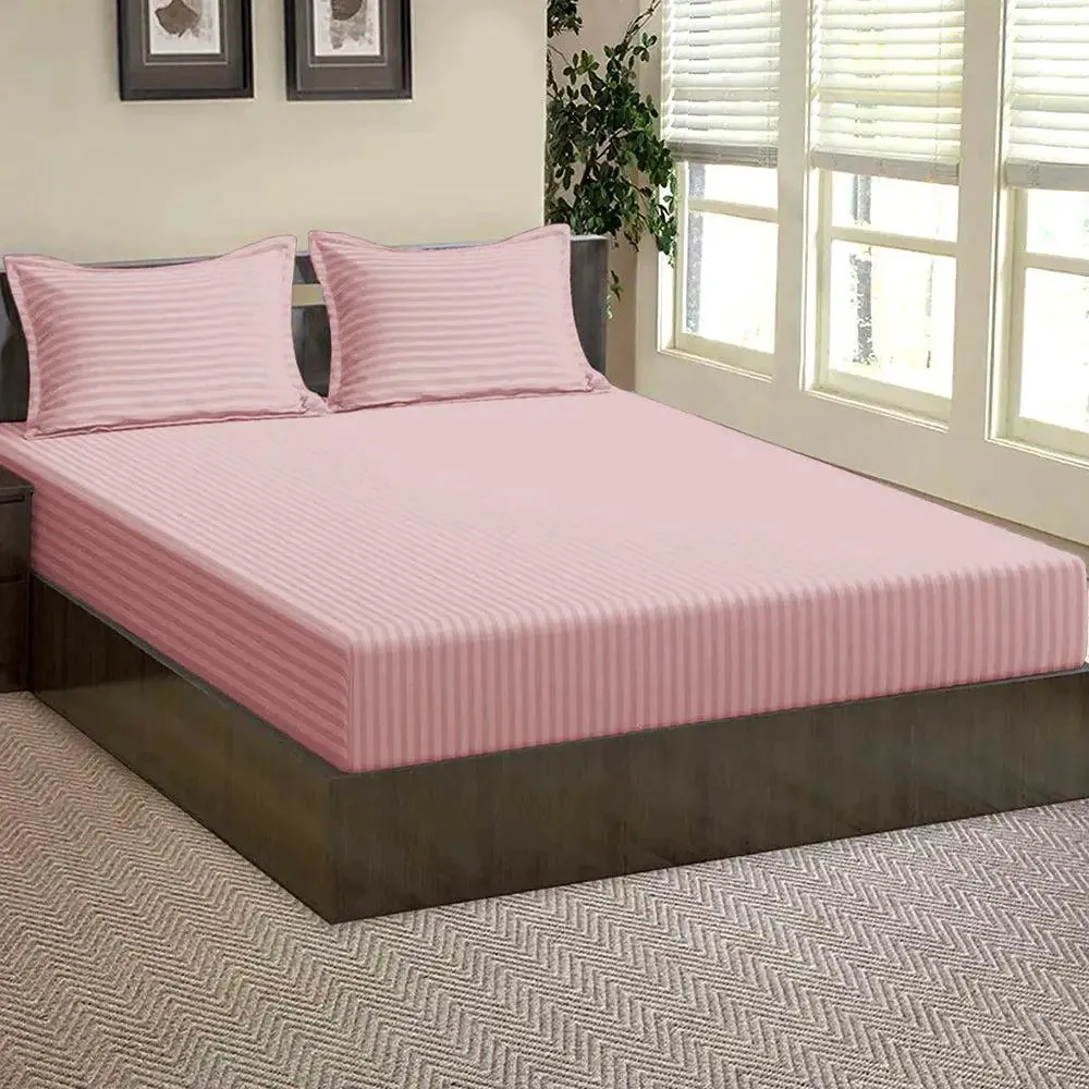 High-Quality Cotton Single Bed Fitted Bedsheet With 2 Pillow Covers(Available in Multiple Colours) Dark Blue