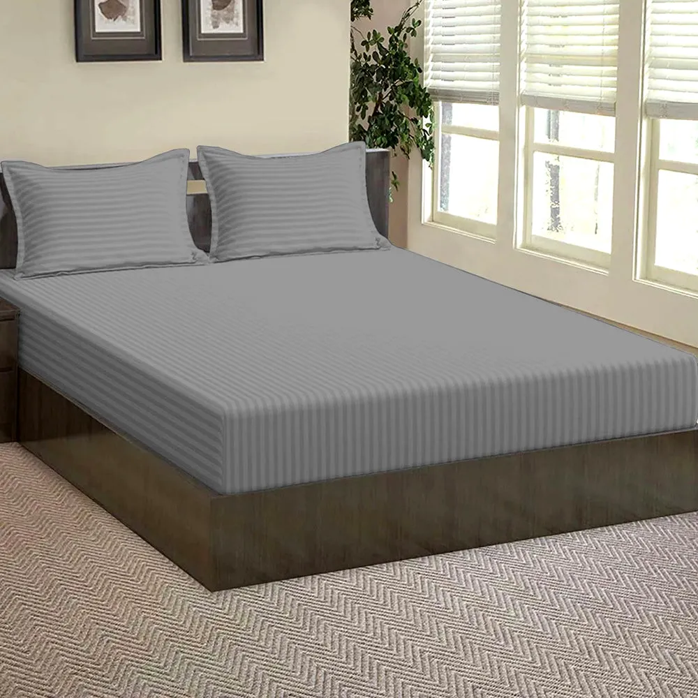 High-Quality Cotton Single Bed Fitted Bedsheet With 2 Pillow Covers(Available in Multiple Colours) Dark Blue